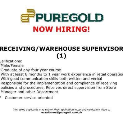 Latest Puregold Hiring Job Openings .